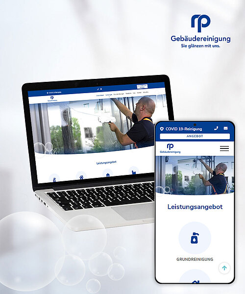 Webdesign & Webumsetzung des Webprojekts RP-Gebäudereinigung in Dortmund auf diversen mobile Devices